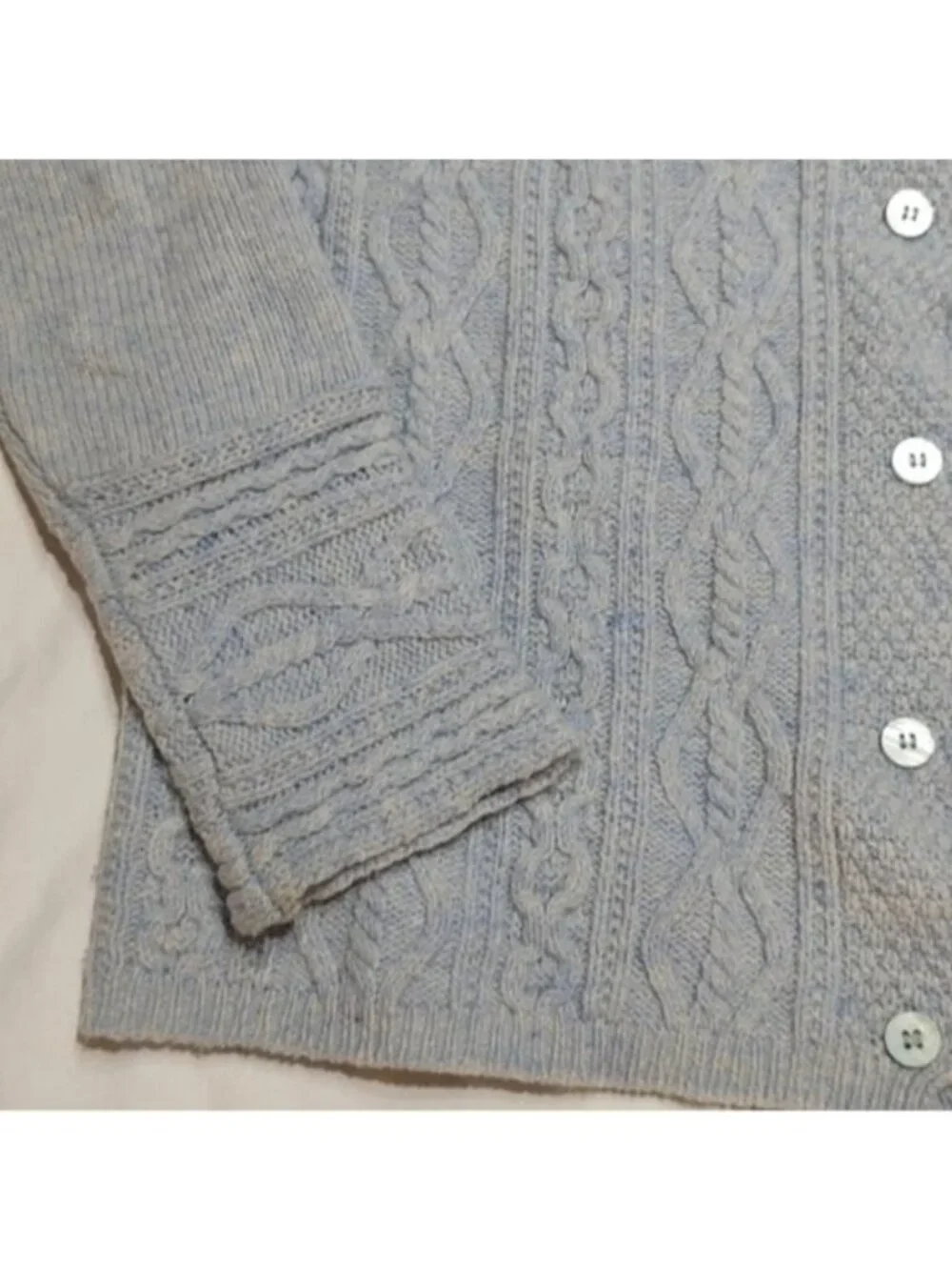 Ireland Eyes Light Blue Cable Knit Wool Cashmere Cardigan S